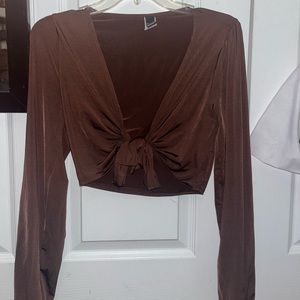 Windsor- brown front tie long sleeve
